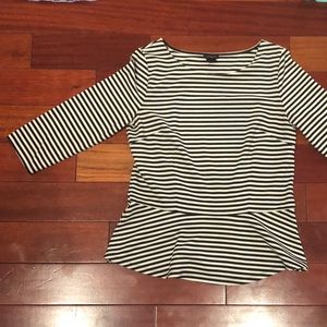 Black and white striped peplum top
